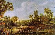 Jan van Goyen River Landscape with a Ferry oil painting on canvas